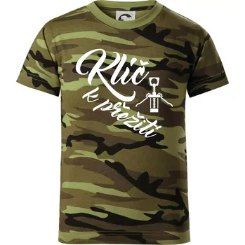 Chlapecké tričko Vývrtka mechanická - Klíč k přežití - Dětské maskáčové triko - 146 cm/10 let ( Zelený maskáč )