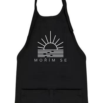 Kuchyňská zástěra Ikona - mořím se - Dětská zástěra na vaření - Univerzální velikost ( Černá )