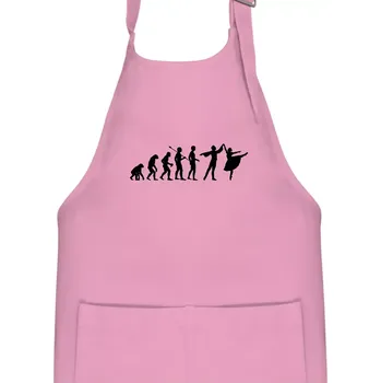 Kuchyňská zástěra Evoluce tanec - muž a žena se sukní - Dětská zástěra na vaření - Univerzální velikost ( Růžová )