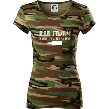 Miluju literaturu - Dámské maskáčové triko - S ( Hnědý maskáč )