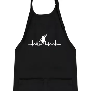 Kuchyňská zástěra EKG tanec - tančící dvojice - Dětská zástěra na vaření - Univerzální velikost ( Černá )