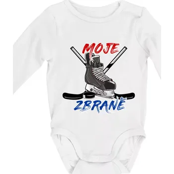 Moje zbraně - hokej - Body kojenecké s dlouhým rukávem - Dlouhý r. do 3 měs ( Bílá )
