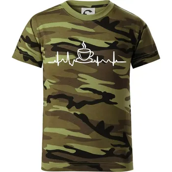 Chlapecké oblečení EKG hrnek kávy - Dětské maskáčové triko - 146 cm/10 let ( Zelený maskáč )