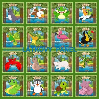 Panel bavlna - sada motivů-194-18 ZOO Velikost: 30x30cm
