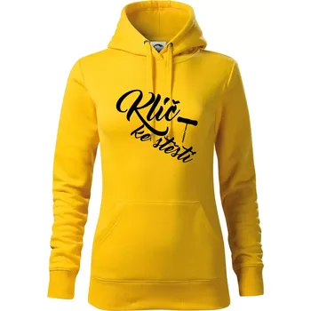 Dámská mikina Klíč ke štěstí vývrtka jednoduchá - Mikina dámská Cape s kapucí - M ( Žlutá )