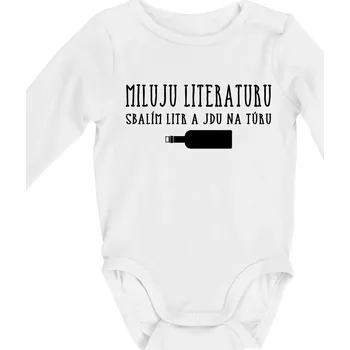 Miluju literaturu - Body kojenecké s dlouhým rukávem - Dlouhý r. do 3 měs ( Bílá )