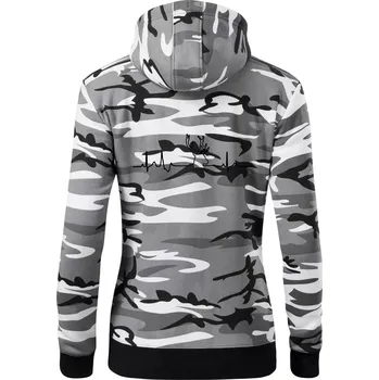 Dámská mikina Jelen EKG - Dámská mikina trendy zipper s kapucí - XS ( Šedý maskáč )