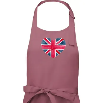 Kuchyňská zástěra Britské srdce malované - Pánská zástěra na vaření - Univerzální velikost ( Starorůžová )