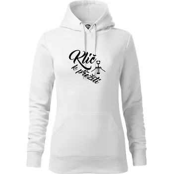 Dámská mikina Vývrtka mechanická - Klíč k přežití - Mikina dámská Cape s kapucí - XL ( Bílá )