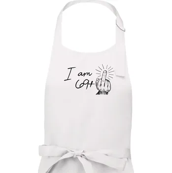 Kuchyňská zástěra I am fuck off 70 - Dámská zástěra na vaření - Univerzální velikost ( Bílá )