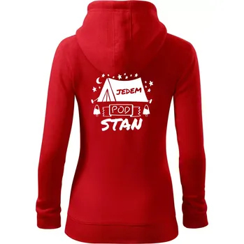 Dámská mikina Jedem pod stan - Dámská mikina trendy zipper s kapucí - XS ( Červená )