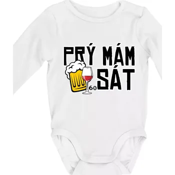 Prý mám 60 SÁT - Body kojenecké s dlouhým rukávem - Dlouhý r. 6-12 měs ( Bílá )