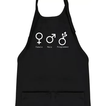 Kuchyňská zástěra Female male programmer - Dětská zástěra na vaření - Univerzální velikost ( Černá )