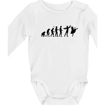 Evoluce tanec - muž a žena se sukní - Body kojenecké s dlouhým rukávem - Dlouhý r. do 3 měs ( Bílá )