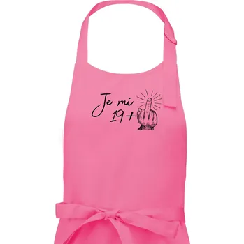 Kuchyňská zástěra Je mi 20 - Prostředníček - Pánská zástěra na vaření - Univerzální velikost ( Růžová )
