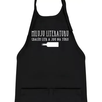 Kuchyňská zástěra Miluju literaturu - Dětská zástěra na vaření - Univerzální velikost ( Černá )