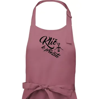 Kuchyňská zástěra Vývrtka mechanická - Klíč k přežití - Dámská zástěra na vaření - Univerzální velikost ( Starorůžová )