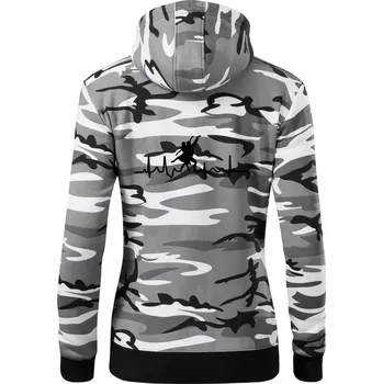 Dámská mikina EKG tanec - tančící dvojice - Dámská mikina trendy zipper s kapucí - XS ( Šedý maskáč )