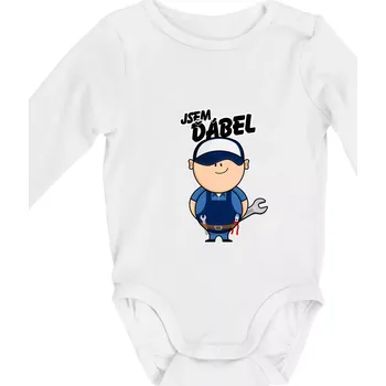 Kojenecké oblečení Jsem ďábel opravář - Body kojenecké s dlouhým rukávem - Dlouhý r. do 3 měs ( Bílá )