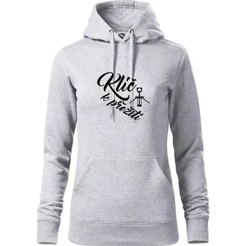 Dámská mikina Vývrtka mechanická - Klíč k přežití - Mikina dámská Cape s kapucí - L ( Světlešedý Melír )