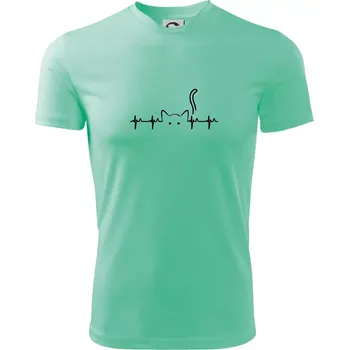 Pánské tričko Kočka EKG - Pánské triko Fantasy sportovní (dresovina) - S ( Mátová )