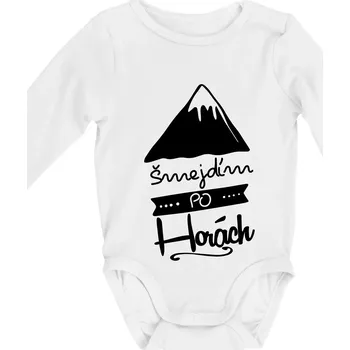 Šmejdím po horách - Body kojenecké s dlouhým rukávem - Dlouhý r. do 3 měs ( Bílá )