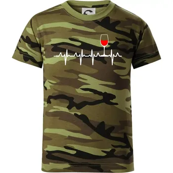 Víno ekg - Dětské maskáčové triko - 104-110cm / 3-4 roky ( Zelený maskáč )