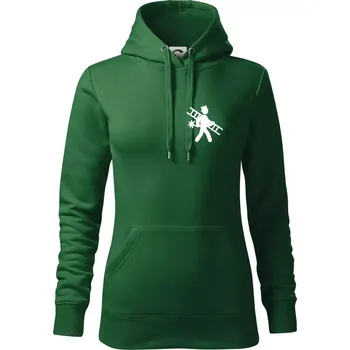 Dámská mikina Kominík logo prso - Mikina dámská Cape s kapucí - XL ( Lahvově zelená )