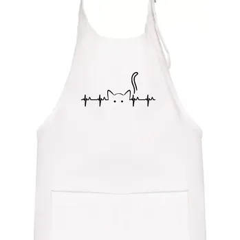 Kuchyňská zástěra Kočka EKG - Dětská zástěra na vaření - Univerzální velikost ( Bílá )