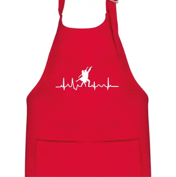 Kuchyňská zástěra EKG tanec - tančící dvojice - Dětská zástěra na vaření - Univerzální velikost ( Červená )