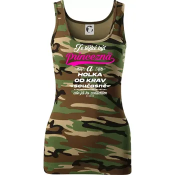 Dámské tričko Je těžké být princezna a holka od krav - Dámské Maskáčové tílko - M ( Hnědý maskáč )