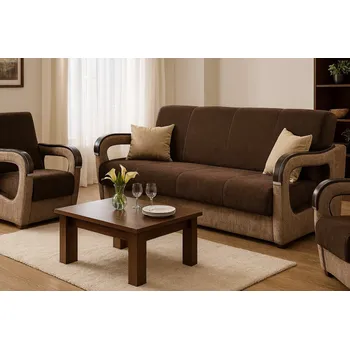 Sedací souprava Sedací souprava Vanya 3f+1+1 Vogue 6/3 hnědo béžová se dřevem