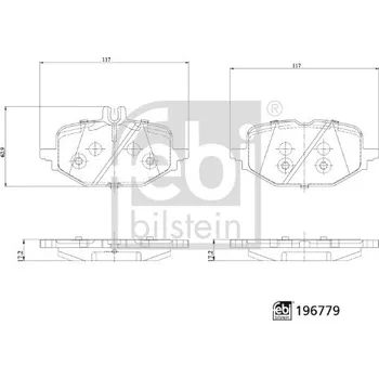 Brzdová destička Sada brzdových destiček, vždy 4 kusy v sadě FEBI BILSTEIN 196779