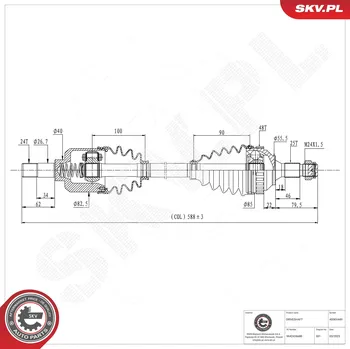 Poloosa kola Hnací hřídel - poloosa ESEN SKV 40SKV449