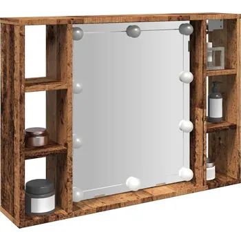 Koupelnový nábytek vidaXL Zrcadlová skříňka s LED 76x15x55 cm [808858] Barva: Staré dřevo