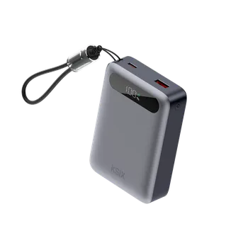 Powerbanka KSIX Powerbanka 20 000 mAh, PD 22,5W, LED displej, USB-C kabel s očkem