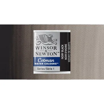 Vodová barva Akvarelová barva Winsor & Newton Cotman, půlpánvička - Ivory Black