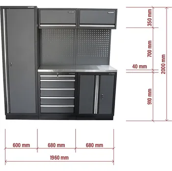 Dílenský stůl AKČNÍ SET Sestava 5 ks dílenského nábytku SET-CA01024 s nerezovou pracovní deskou MB-TGW53S