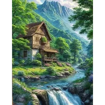 Diamantové malování Diamantové malování/Huacan - Chata pod horami