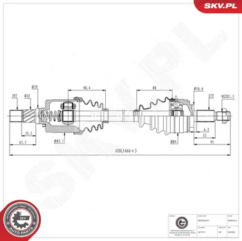 Poloosa kola Hnací hřídel - poloosa ESEN SKV 40SKV414