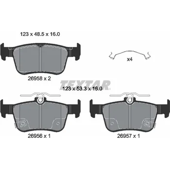 Brzdová destička Sada brzdových destiček, vždy 4 kusy v sadě TEXTAR 2695801