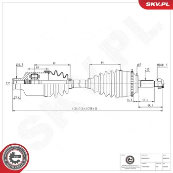 Poloosa kola Hnací hřídel - poloosa ESEN SKV 40SKV252