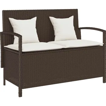 Zahradní lavice vidaXL zahradní úložná lavice s hnědý polyratanovým polštářem