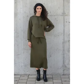 Dámská sukně KHAKI SUKNĚ MIDI S VÝRAZNÝM ROZPARKEM Vero Moda