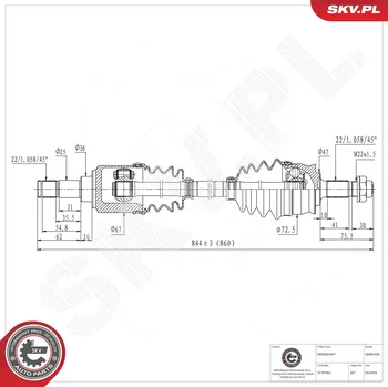 Poloosa kola Hnací hřídel - poloosa ESEN SKV 40SKV356