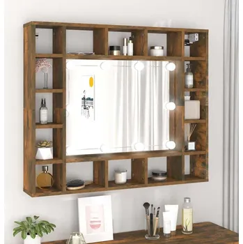 Koupelnový nábytek vidaXL Zrcadlová skříňka s LED 91 x 15 x 76,5 cm [808864] Barva: kouřový dub