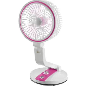 Domácí ventilátor Verk Bezdrátový skládací ventilátor s LED lampičkou růžovobílá
