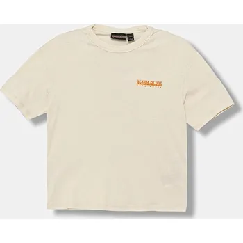 Chlapecké tričko Dětské bavlněné tričko Napapijri S-ADIGE béžová barva, s potiskem, NP0A88ZWF0Y1 NP0A88ZWF0Y1.98.128 01X, vel. 122-128