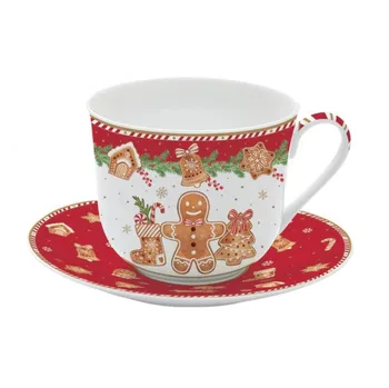 Easy Life Snídaňový šálek s podšálkem 400 ml FANCY GINGERBREAD Easy Life