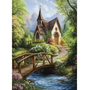 Diamantové malování Diamantové malování/Huacan - Kaplička u potoka